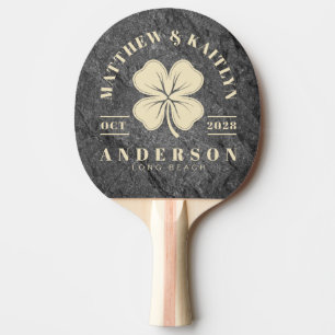 Raquette De Ping Pong Granit Noir Moderne Crête de Mariage Irlandaise Tr