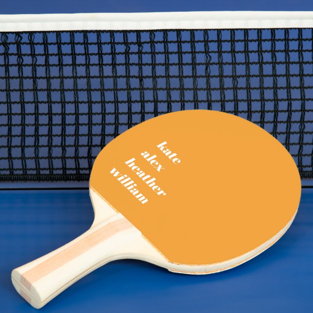 Raquette De Ping Pong Gras Coloré Orange Vert Été Noms De Famille (Insitu)