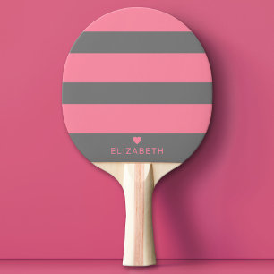 Raquette De Ping Pong Gras moderne rose pâle Motif rayé avec coeur