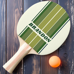 Raquette De Ping Pong Green Retro Cinq bandes de cartes avec nom