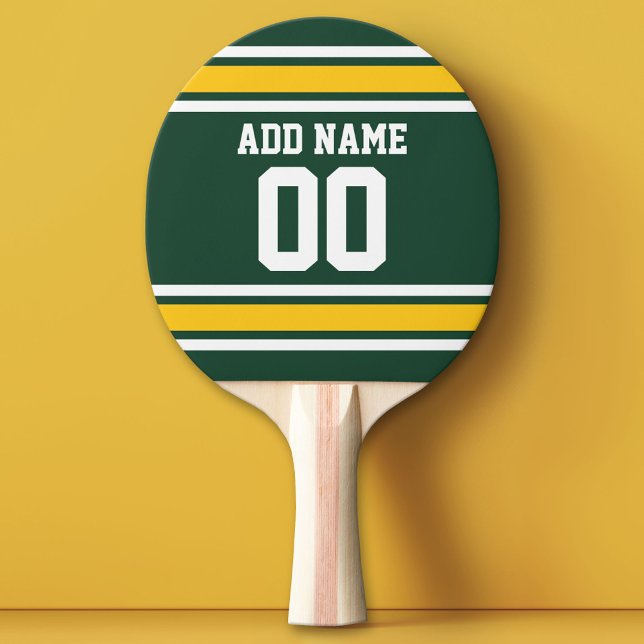Raquette De Ping Pong Green Yellow Sports Football Jersey Nom Numéro (Custom Ping Pong Paddle - Team or College colors Sports Jersey)
