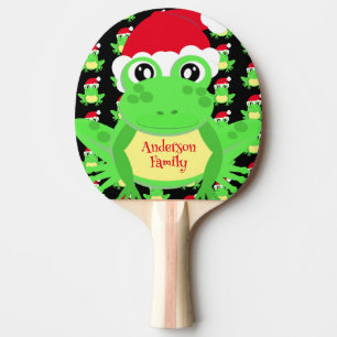 Raquette De Ping Pong Grenouille de Noël Santa Hat Motif Noir Nouveauté