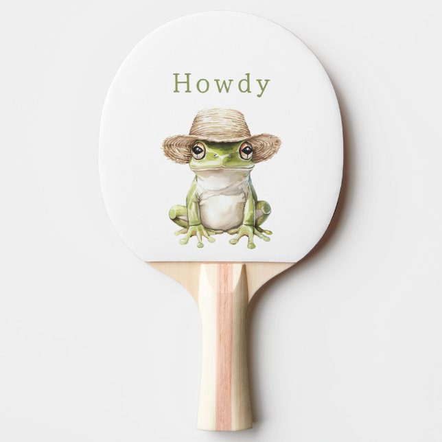Raquette De Ping Pong Grenouille verte avec chapeau (Devant)