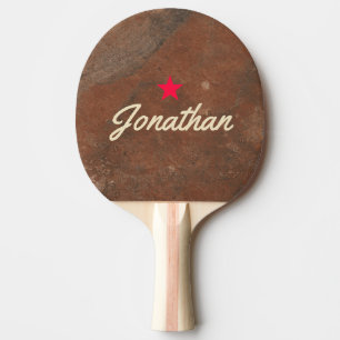 Raquette De Ping Pong Grès Brun Vintage Étoile Signature