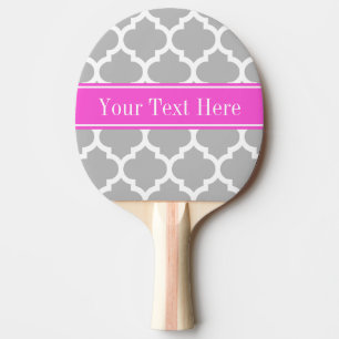 Raquette De Ping Pong Gris Blanc Marocain #5 Hot Pink Nom Monogramme