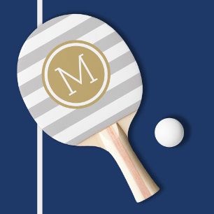 Raquette De Ping Pong Gris et Gold Preppy Stripes Monogramme