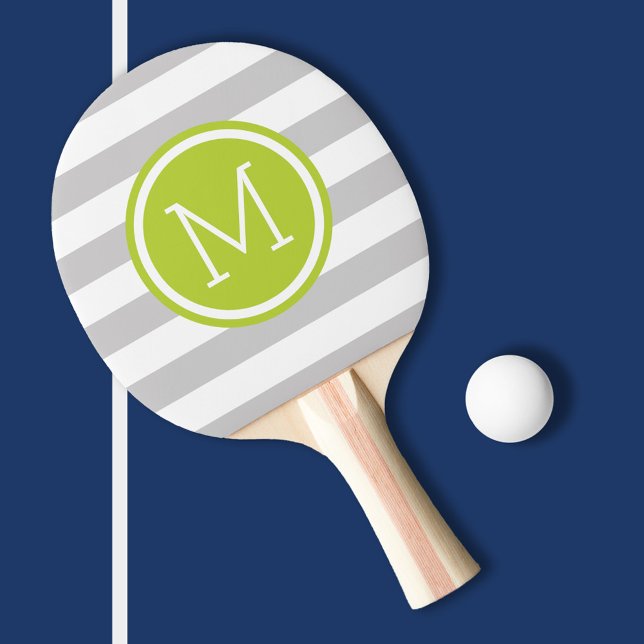 Raquette De Ping Pong Gris et Gris Gris et Gris Pépins Monogramme (Créateur téléchargé)