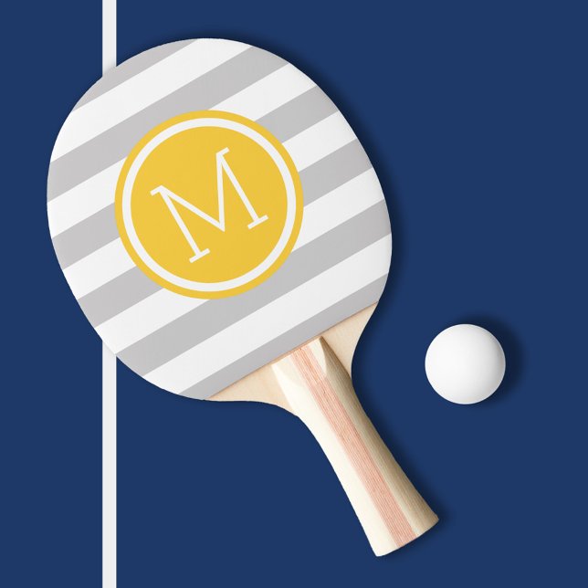 Raquette De Ping Pong Gris et Jaune de preppy raypes Monogramme (Créateur téléchargé)