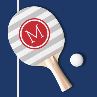 Raquette De Ping Pong Gris et Red Preppy Stripes Monogramme