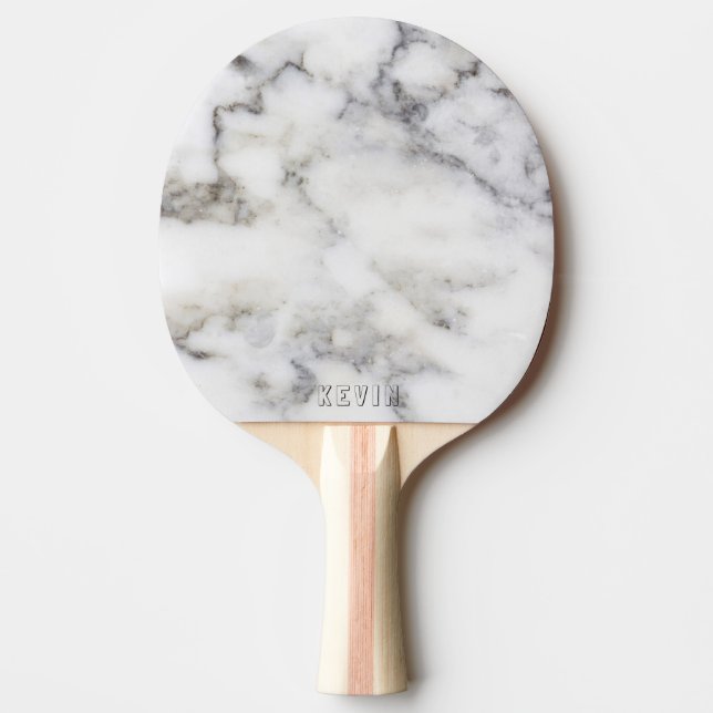 Raquette De Ping Pong Gris Faux Marbre Imprimer Monogramme (Devant)