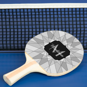 Raquette De Ping Pong Gris noir Mosaïque Triangle Motif Monogramme