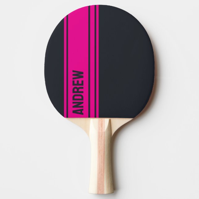Raquette De Ping Pong Gris uni et rose personnalisable (Devant)