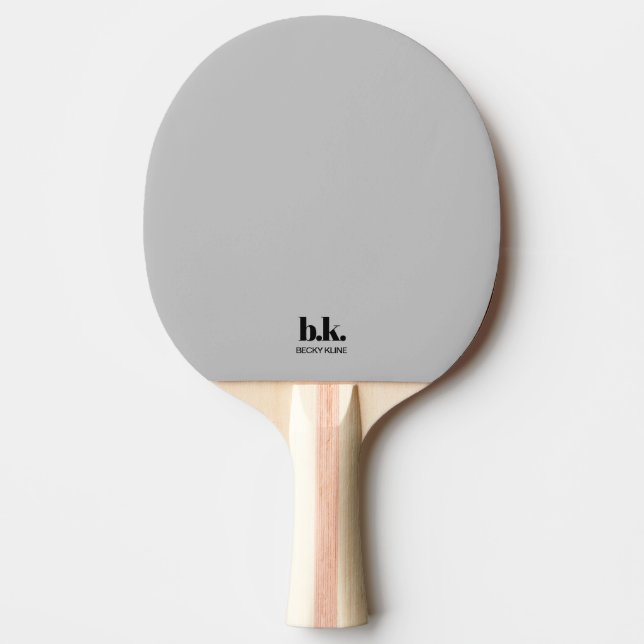 Raquette de Ping Pong Grise et Noire Avec Initiale (Devant)