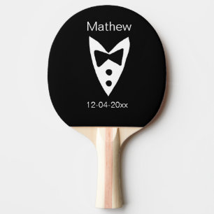 Raquette De Ping Pong groomsman ajouter nom année noir arc chemise crava