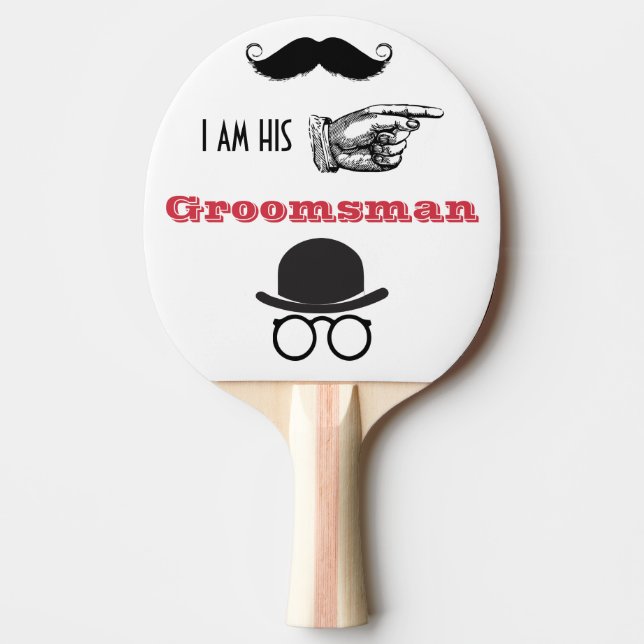 Raquette De Ping Pong Groomsman Photo Props Hipster Moustache Beauté (Devant)