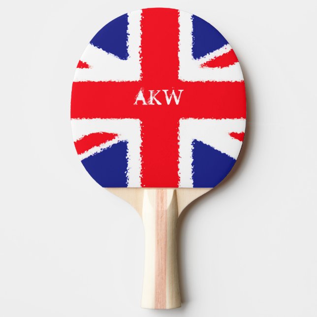 Raquette De Ping Pong Grunge Union Jack personnalisée (Devant)