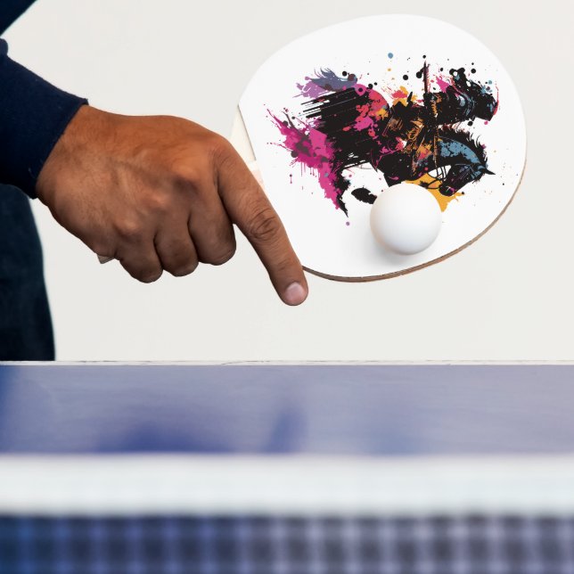 Raquette De Ping Pong Guerrier équitation cheval en aquarelle (Insitu)