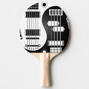 Raquette De Ping Pong Guitare et Yin bas Yang blanc et noir