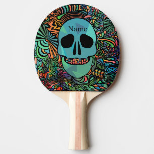 Raquette De Ping Pong Halloween Hippie Skull Thunder_cove