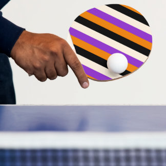 Raquette De Ping Pong Halloween Orange Violet Noir Rayure