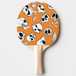 Raquette De Ping Pong Halloween Skulls Bones DoodMotif