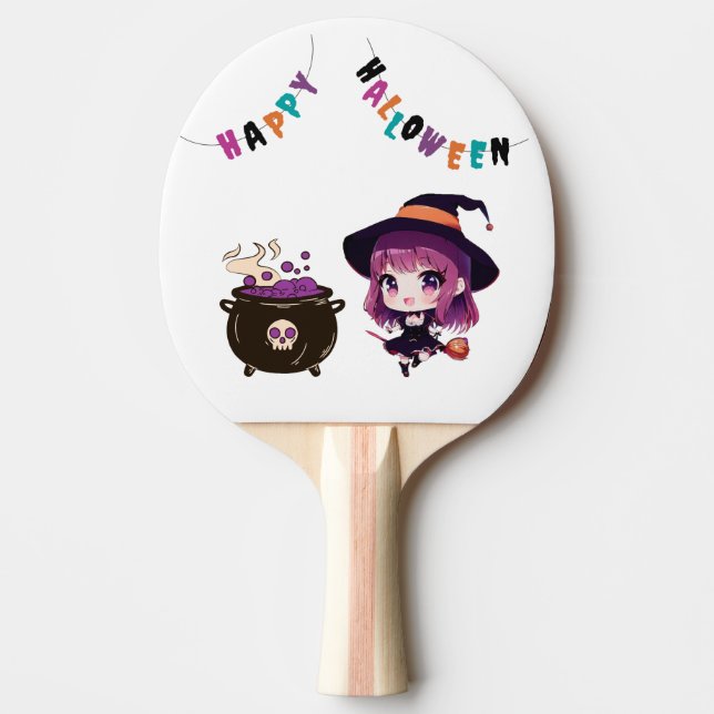 Raquette De Ping Pong Halloween/sorcière/automne/octobre (Devant)