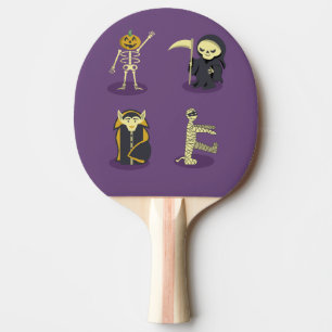Raquette De Ping Pong Halloween Squelette Dracula Mummy Griffe Reaper
