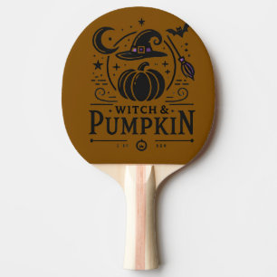 Raquette De Ping Pong Halloween Witch Casquette et Citrouille Design Mag