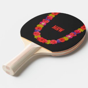 Raquette De Ping Pong Hawaiian Lei personnalisé monogramme ping pong pad