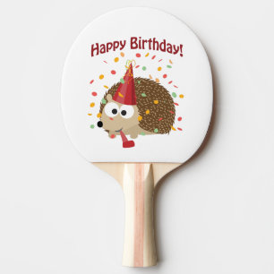 Raquette De Ping Pong Hérisson de joyeux anniversaire de confettis