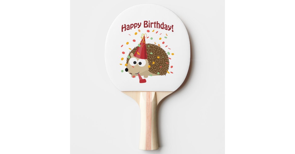 Raquette De Ping Pong Herisson De Joyeux Anniversaire De Confettis Zazzle Fr