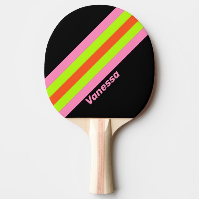 Raquette De Ping Pong HI-VIS et rose avec le nom (Devant)