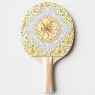 Raquette De Ping Pong Hibiscus & dentelle JAUNE
