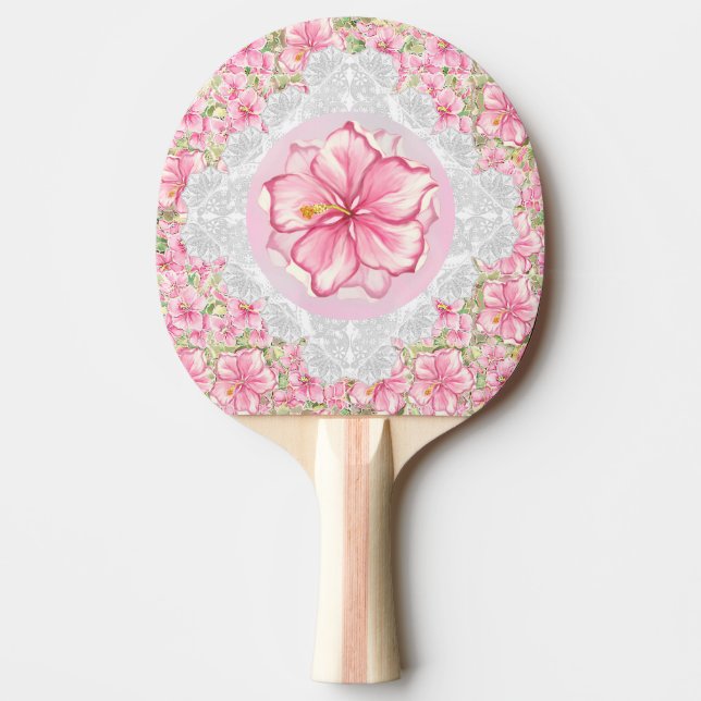 Raquette De Ping Pong Hibiscus & dentelle PINK (Devant)
