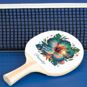 Raquette De Ping Pong Hibiscus Tropical Coucher de Soleil Fleurs Personn