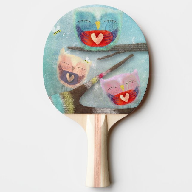 Raquette De Ping Pong Hibou Chouette Hiboux (Dos)