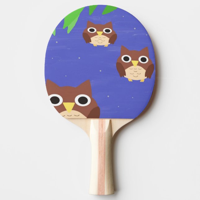 Raquette De Ping Pong hibou peinture art (Devant)
