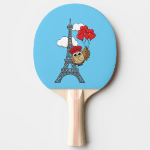 Raquette De Ping Pong Hibou volant avec des ballons de coeur à Paris