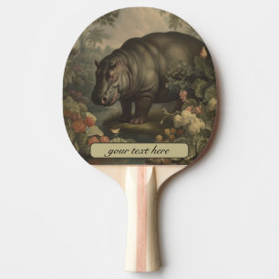 Raquette De Ping Pong Hippopotame botanique vintage, personnalisable