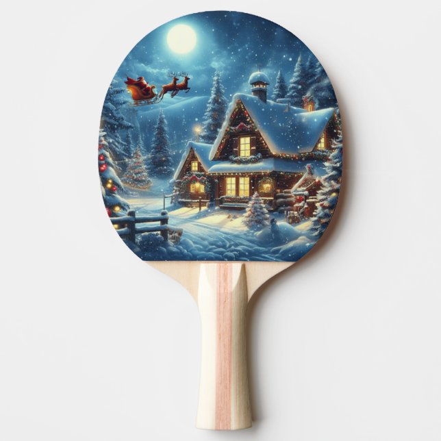 Raquette De Ping Pong Hiver/Père Noël/Noël/Neige (Devant)