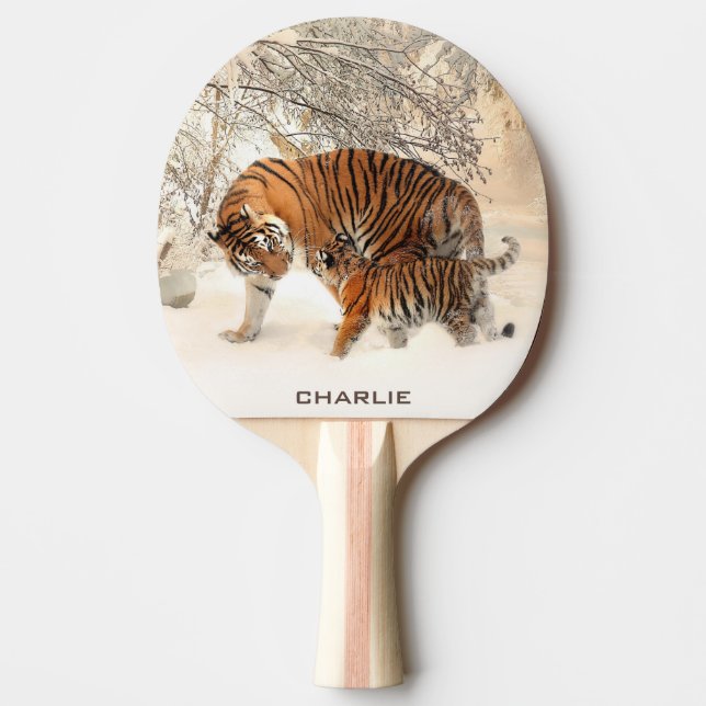 Raquette De Ping Pong Hiver Tigers monogramme personnalisé ping pong pad (Devant)