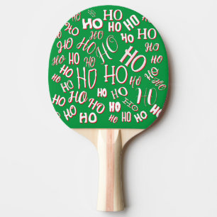 Raquette De Ping Pong HO HO HO motif de texte de Noël blanc vert rouge