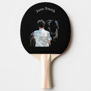 Raquette De Ping Pong Homme tenant Cheval Sombre Ping Paddle