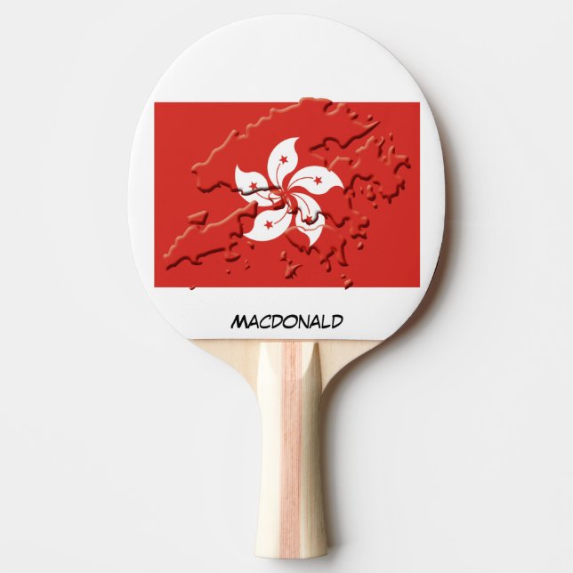 Raquette De Ping Pong HONG KONG DRAPEAU & CARTE Personnalisé (Devant)