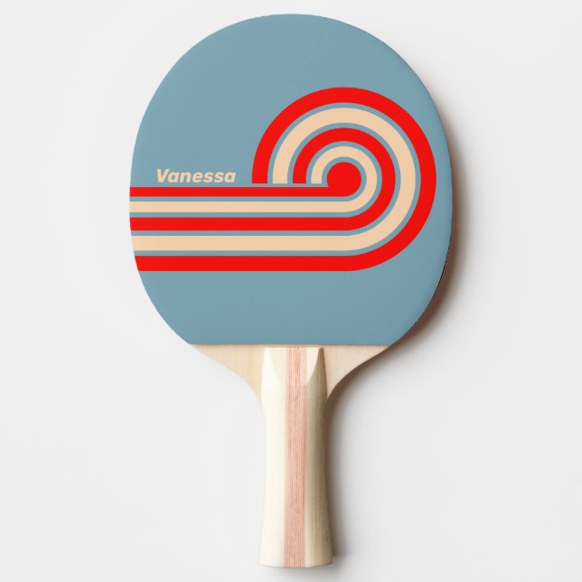 Raquette De Ping Pong Horizon Océan Rétro Boucle Rayures avec Nom (Devant)
