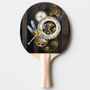 Raquette De Ping Pong Horloge à vapeur avec libellule mécanique