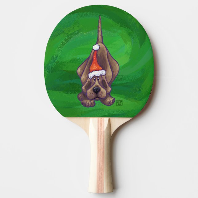 Raquette De Ping Pong Hound Chien Noël sur Green (Devant)