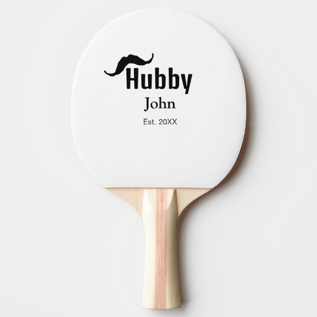 Raquette De Ping Pong Hubby mari ajouter nom date année moustache simple (Devant)