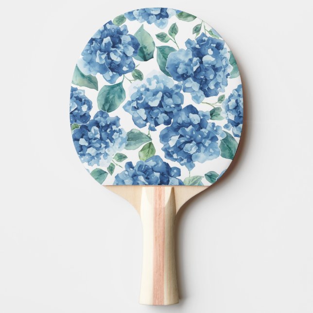 Raquette De Ping Pong Hydrangea Blues | Motif Fleur Fleurs Aquarelle (Devant)