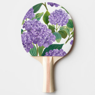 Raquette De Ping Pong Hydrangea Violette Fleur Côtière Aquarelle Florale